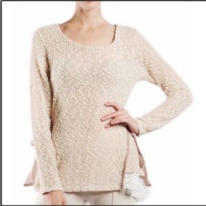 alter’d State Peplum Back Bow Side Knit Top Tunic Casual Career